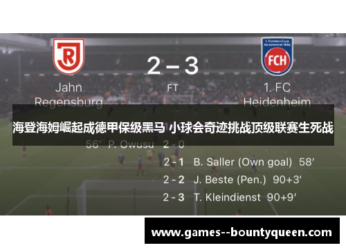 海登海姆崛起成德甲保级黑马 小球会奇迹挑战顶级联赛生死战 海登海姆崛起成德甲保级黑马 小球会奇迹挑战顶级联赛生死战